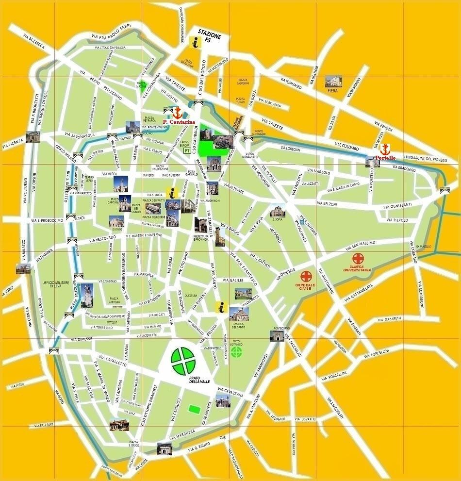 Mapa da cidade de Padova Itália